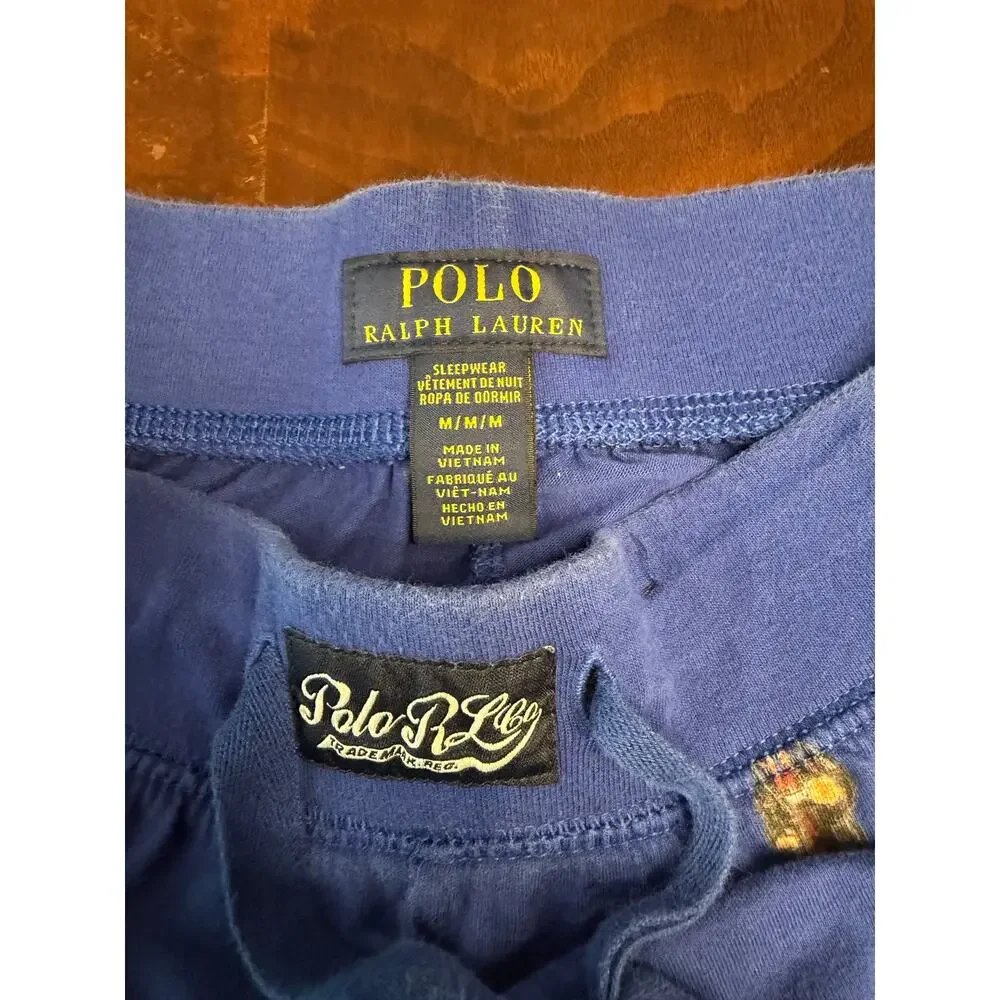 Polo Ralph Lauren Mens Medium Blue Polo Bear Jogger Pajama Pants